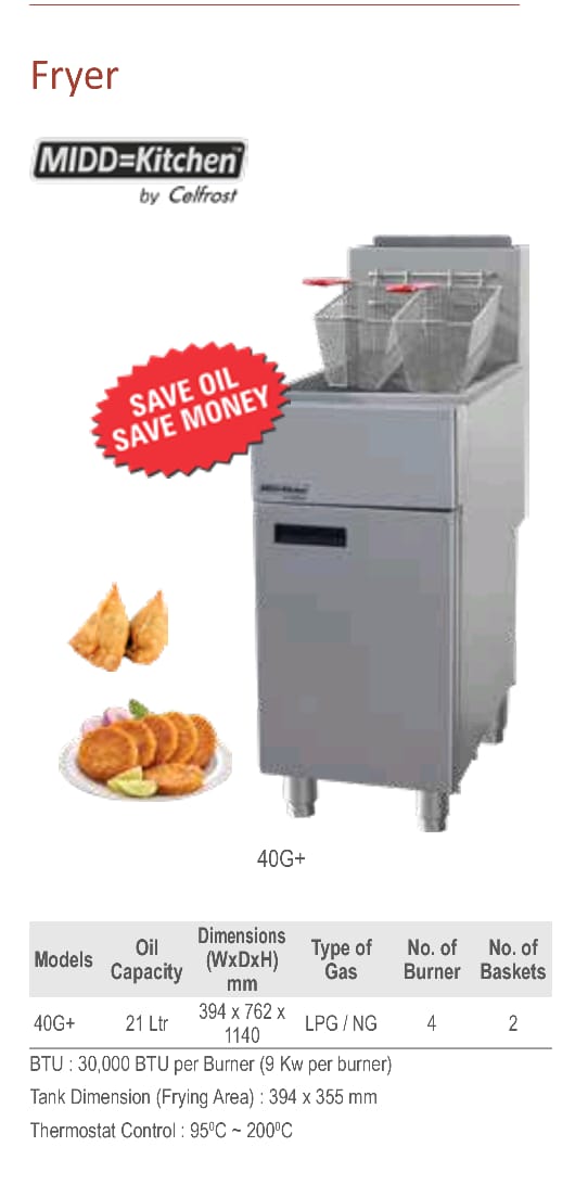 Celfrost 40G+ 21L Gas Deep Fryer With 4 Burners